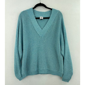 CAbi | Sweaters | Cabi Medium 4282 Frosty Sweater Blue Crochet Vneck ...